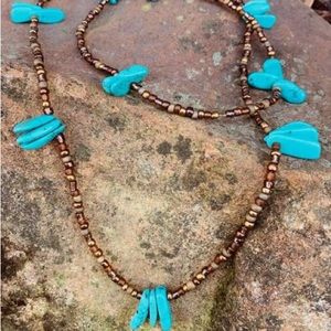 Beautiful handcrafted Turqurenite and glass bead necklace